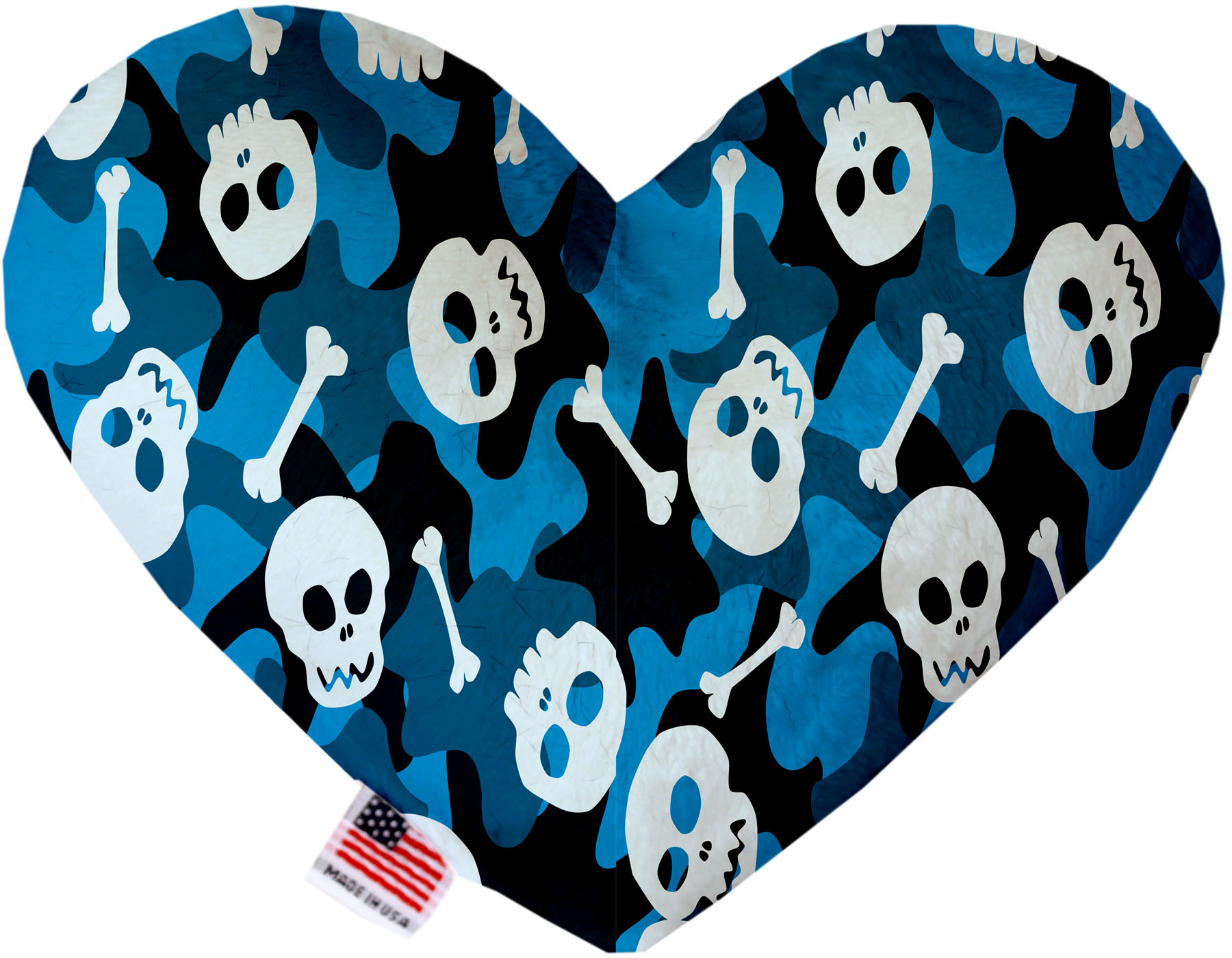 Blue Camo Skulls 6 Inch Heart Dog Toy
